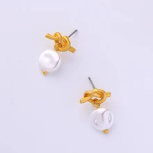 Disegno semplice Orecchino di Goccia Per Le Donne Fatti A Mano In Oro di Colore Acrilico Orecchino di Perla di Charme Data Regalo Dei Monili del Commercio All'ingrosso di Accessori(China)