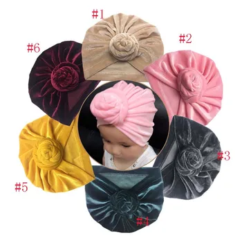 

24pc/lot Baby Velcet Donuts Hat FSolid Caps Toddler Boy Girl Infant Beanie Hat Spring Autumn Winter Children's Hats Newborn Caps