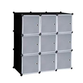 

Cube Storage Organizer, 9-Cube Closet Storage Shelves, DIY Plastic Closet Cabinet, Modular Bookcase, Storage Shelving with Doors