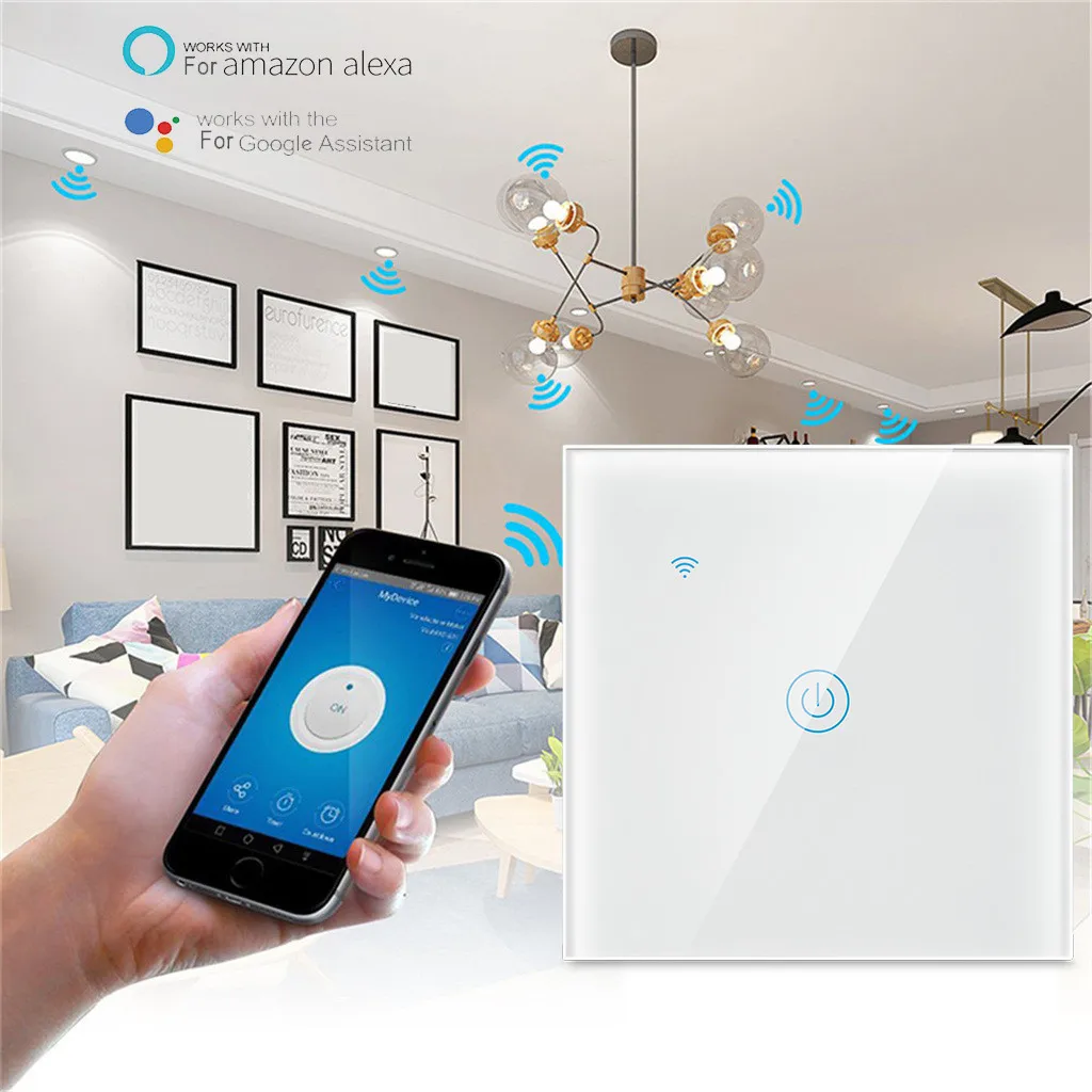 Прямая с фабрики покупки интеллектуальная беспроводная(Wi-Fi) стены, на одной пуговице, светильник переключатель для Alexa Google Home приложение Управление штепсельная вилка европейского стандарта, лучший подарок