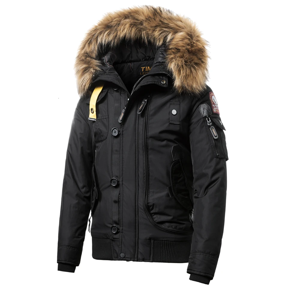 

Men 2019 Winter New Vintage Casual Fur Collar Hooded Parkas Jacket Men Style Outdoor Thick Warm Waterproof Outwear Zipper Parkas