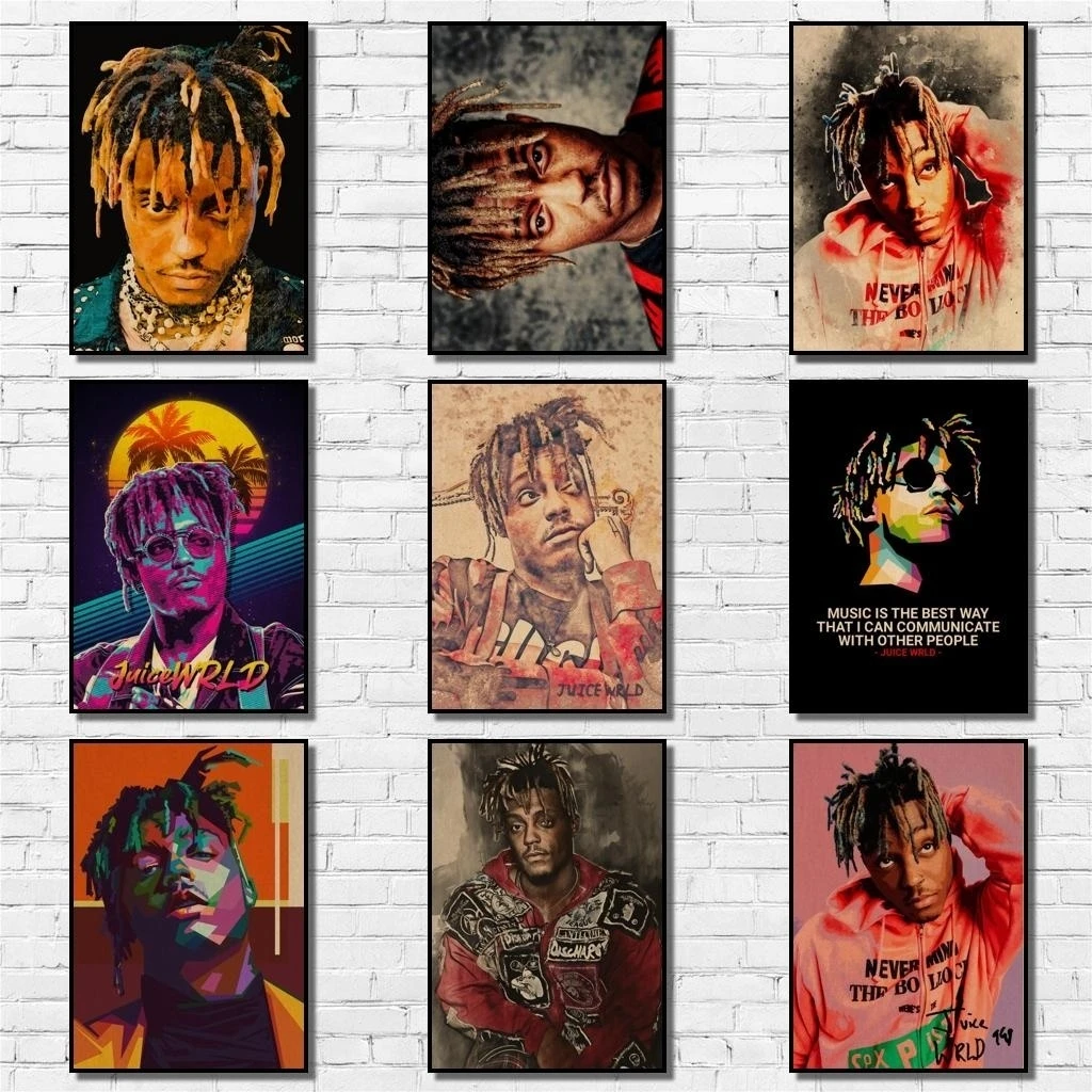 Rapper Juice Wrld Poster Kraftpaper Popular Hip Hop Singer Poster Art Painting Abstract Fancy Wall Sticker For Coffee House Bar Wall Stickers Aliexpress