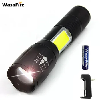 

Multifunction XM-L T6&COB LED Flashlight 18650 Flash Light Torch Portable Side COB Design Lantern with 18650 Battery+Charger
