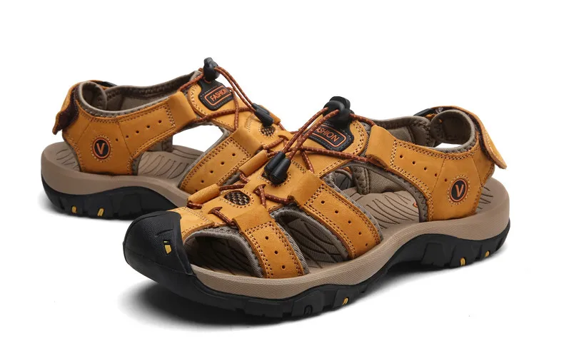 Брендовая мужская обувь из натуральной кожи новые летние мужские сандалии больших размеров мужские сандалии модные сандалии шлепанцы Большие размеры 38-47
