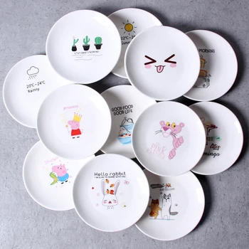 

Nordic style 6 inch plate cake fruit cartoon ceramic children hot pot snack 15cm bone plate 4pcs/lot