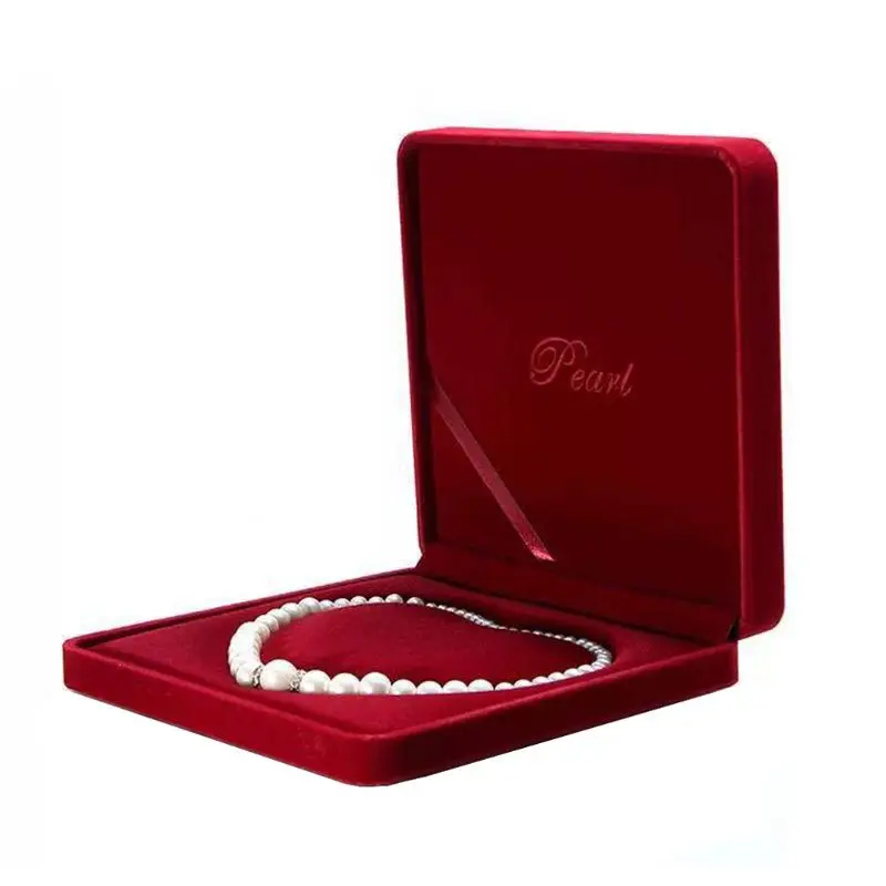 Бархатная коробка для ювелирных изделий, ожерелье, чехол для демонстрации подарков, держатель для хранения свадебных ювелирных изделий - Цвет: Red