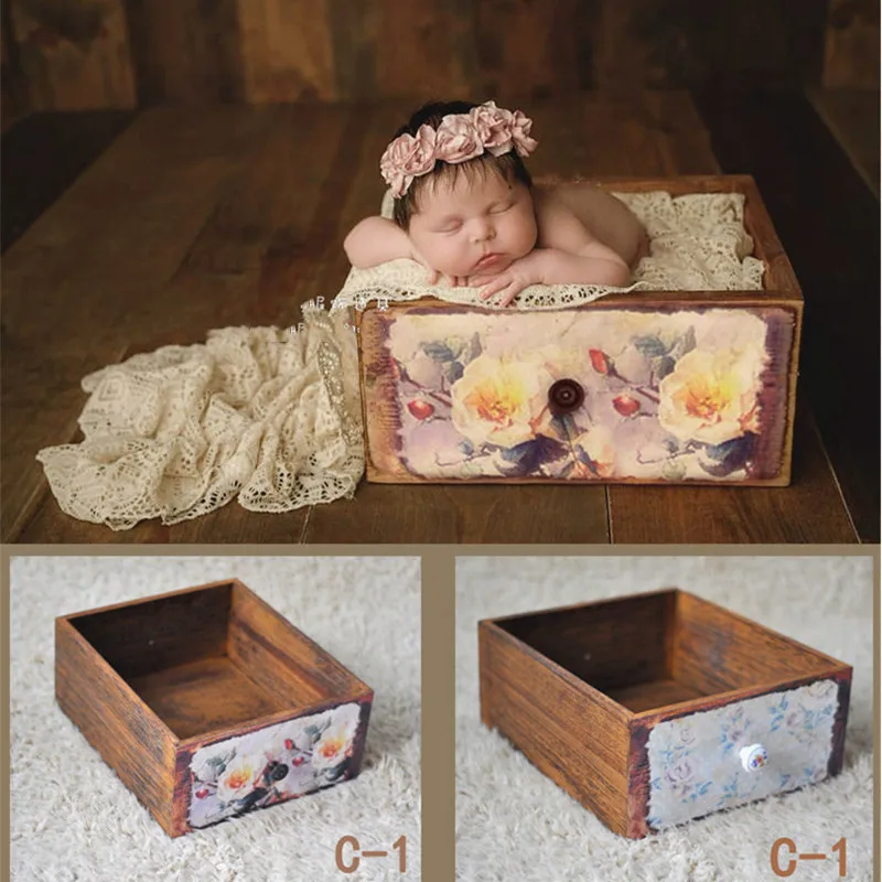 Newborn Photography Prop Photography Baby Props Photo Props Baby Studio Accessori Drawer Frame Two Sides Printing Newborn Shoot