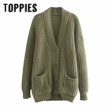 Зимняя трикотажная куртка пальто женский кардиган однобортный v-образный вырез женский жакет в стиле кэжуал кардиган свитер