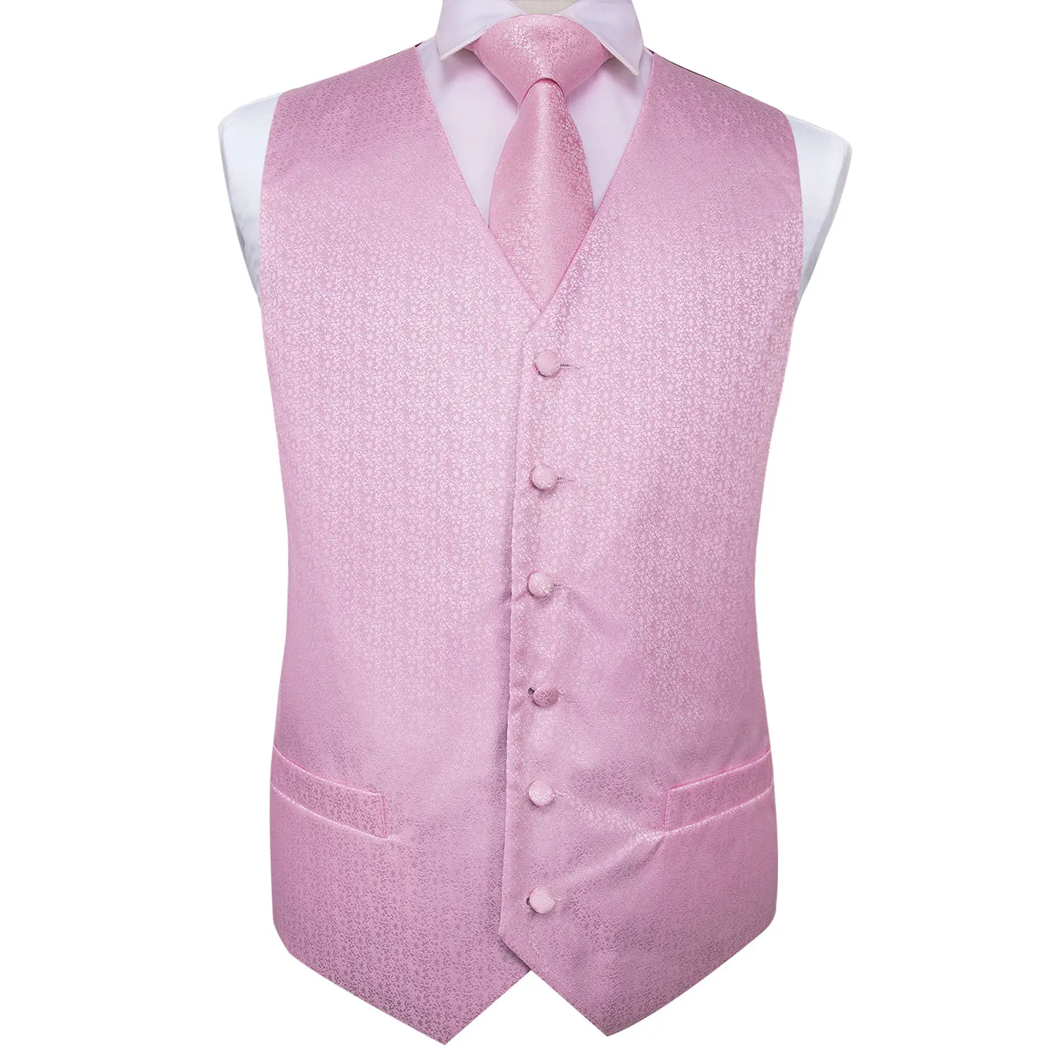 Hi-Tie мужской жилет костюм розовый шелк для свадьбы персиковый высококачественный коралловый жилет для мужчин Карманный платок запонки набор