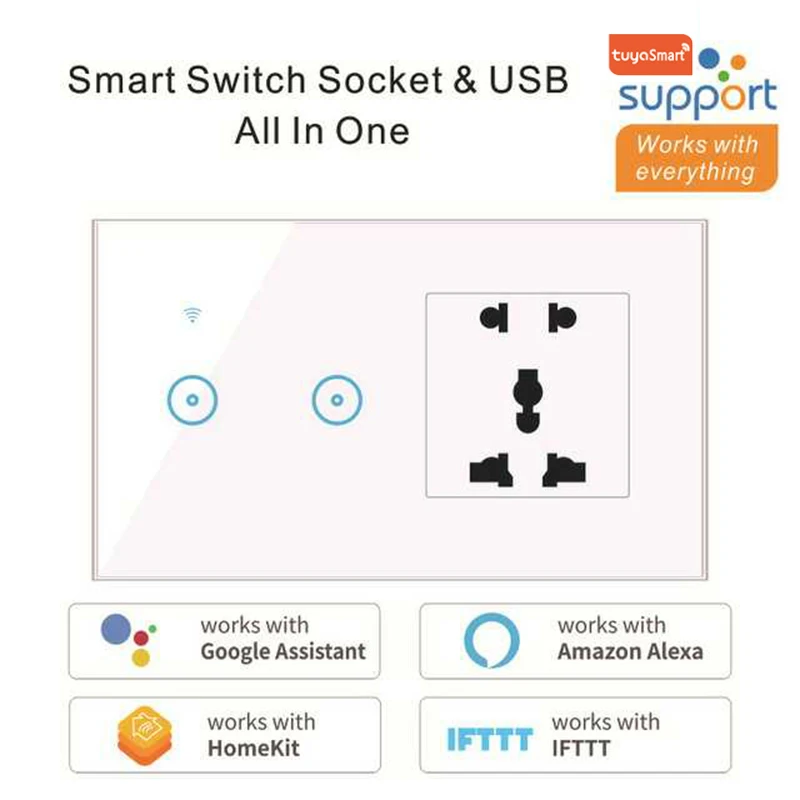 

Smart Switch Wifi Touch Switch 1 2 3 Gang With Multi-purpose Universal Remote Control Work with Google Home Amazon Alexa