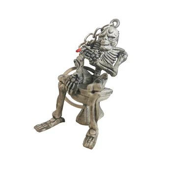 

Wholesale 20-100 Pcs Bones Frame Skull Squat Toilet Rubber Purse Bag Keyring Halloween Gift Car Ornament Accessories