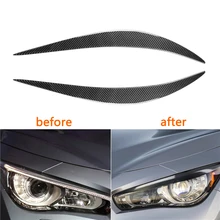 

Car Front Styling Real Carbon Fiber Headlight Eyebrow Sticker Decoration Strip Exterior Accessories for Infiniti Q50 S 2014-2020