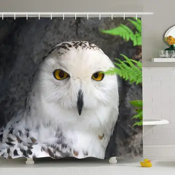 

Shower Curtain Set with Hooks 72x72 Closeup Canada North Great Beak Polar Hedvig Snow Wild Owl Tales Bird Up Animals Wildlife