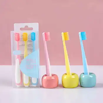 

New Hot Selling Children Anti-off Toothbrush Candy Color 3-Pack Small Head Soft Hair 3-8 Years Old Children Gum Toothbrush Whole