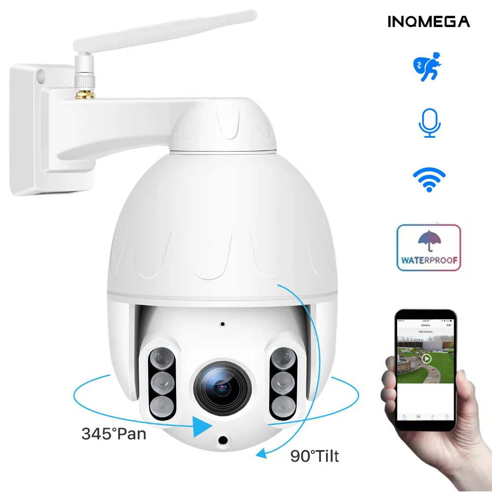

INQMEGA 1080P PTZ Dome Camera Human Tracking Wireless Outdoor Wifi Camera IP66 Waterproof Two way Audio 50M Night Vision