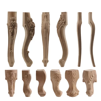 Mobili con gambe in legno massello intagliate fiori divano sedile mobile TV piedi senza vernice nave di goccia sostituire accessori per la decorazione della casa