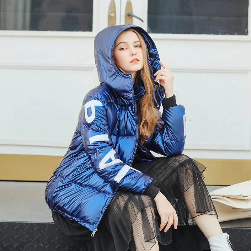 

Down Jacket Cotton-padded Clothes Women's 2019 Winter New Style Short Bright Surface Cotton-padded Clothes Students Versatile Th