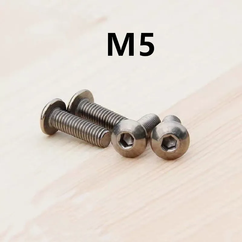 

20PCS M5x6/8/10/12/15/20/25/30/35/50mm GB70.2 ISO7380 Pure Titanium Hexagon socket Column Head titanium screws TA2 Ti fasteners