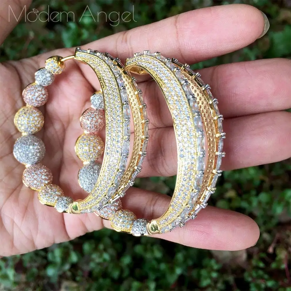Роскошные серьги ModemAngel в форме шара большие полностью покрытые микролом