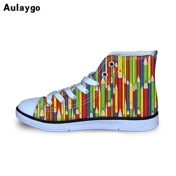 

Aulaygo Cartoon School Pen Print Kids Girl Shoes Child Sneakers Sports Boys Classic Canvas Casual High Quality Outdoor Sneaker