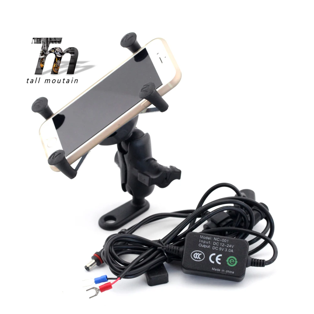 USB Quick Charger Phone Holder For Yamaha YZF R6 R1 R25 R125 R3 MT25 MT-3 MT-01