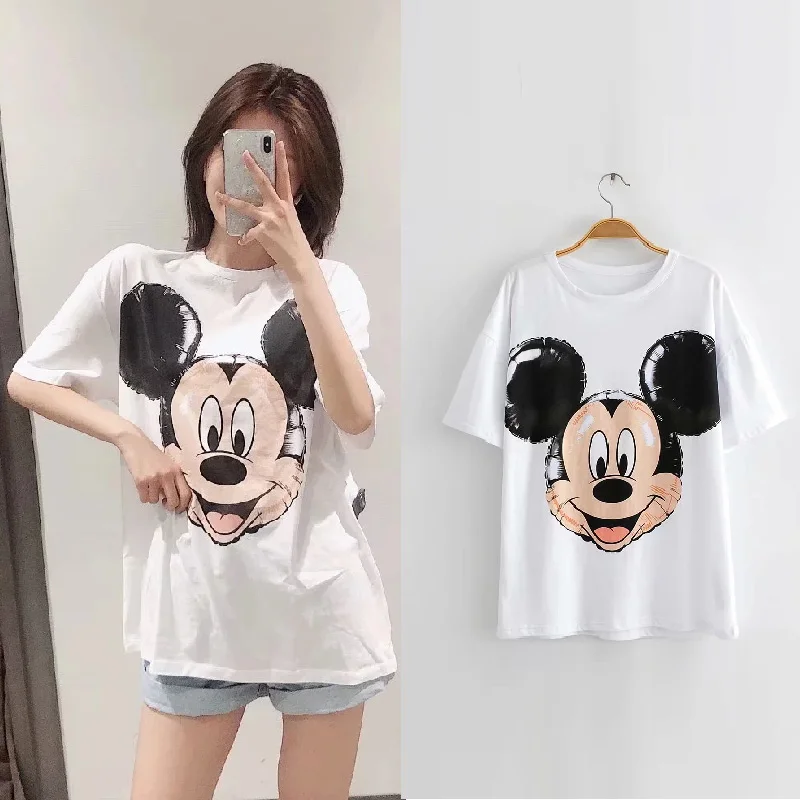 Goedkoop 2019 Fashion T shirt Grafische Shirt Print Kleding Leuke Cartton Regelmatige Klassieke Mickey Topso Hals Vrouwen Kleding Katoen Tee