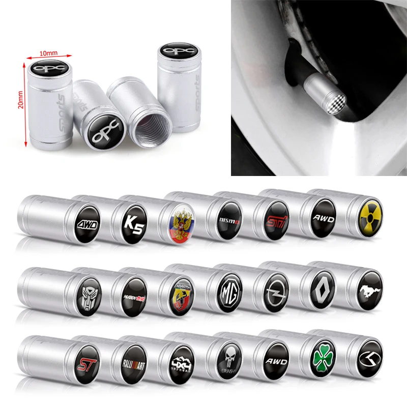 

4pcs New style Aluminum alloy Car Wheel Tire Valve Stem Caps for Renault lada opel Nissan seat JEEP Chevrolet BMW Audi Subaru