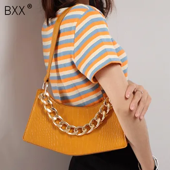 

[BXX] Stone Pattern PU Leather Bags For Women 2020 Summer Shoulder Handbags Female Travel Chain Fashion Cross Body Bag HN645