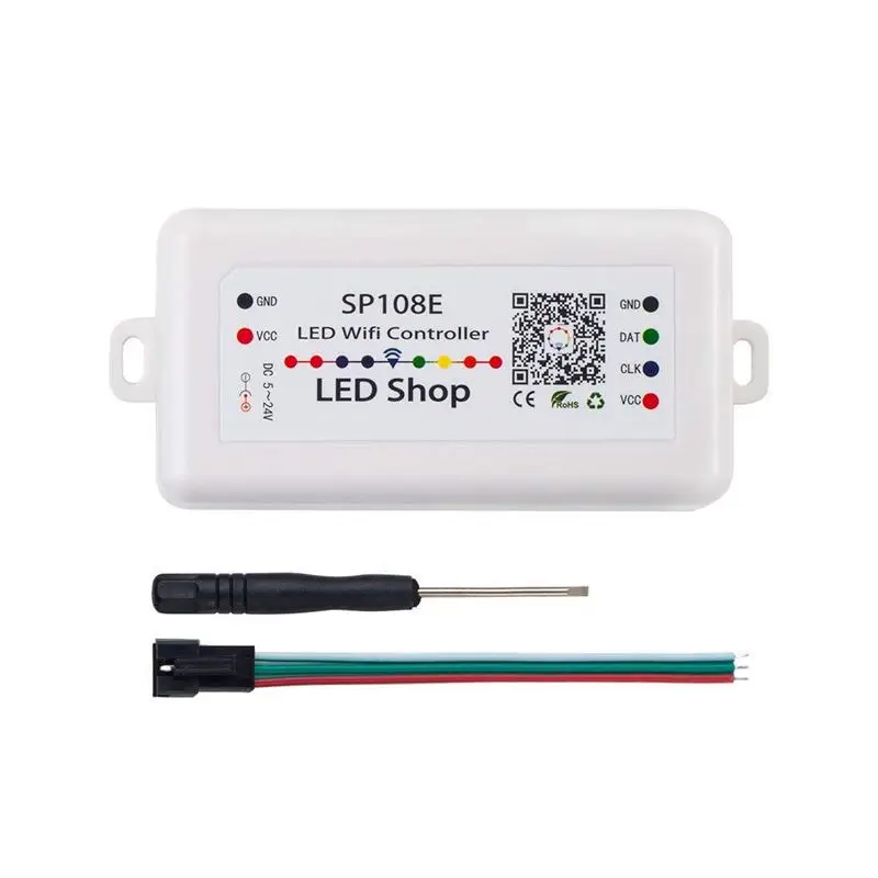 

SP108E Wireless Bluetooth Controller APP WS2811 WS2812B WS2801 SK6812 APA102 Individually Addressable Programmable LED Strip Pix
