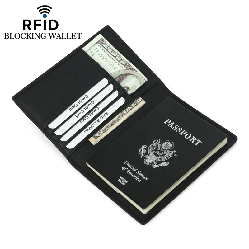 Мода RFID Натуральная кожа Мужская Обложка для паспорта Международный дорожный кошелек для мужчин банковский чехол для кредитных карт защитный держатель