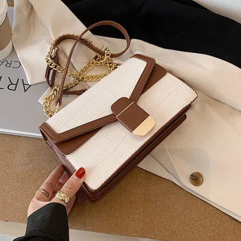 

Designer Contrast Color Small PU Leather Crossbody Bags For Women 2021 Trend Shoulder Handbags Branded Women's Hand Bag Bolsos