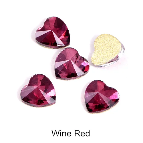 Wine Red 20 шт 6 мм в форме сердца K9 стразы с плоской задней стороной для дизайна ногтей Стразы из стекла с кристаллами для украшения ногтей B1340 - Цвет: Wine Red