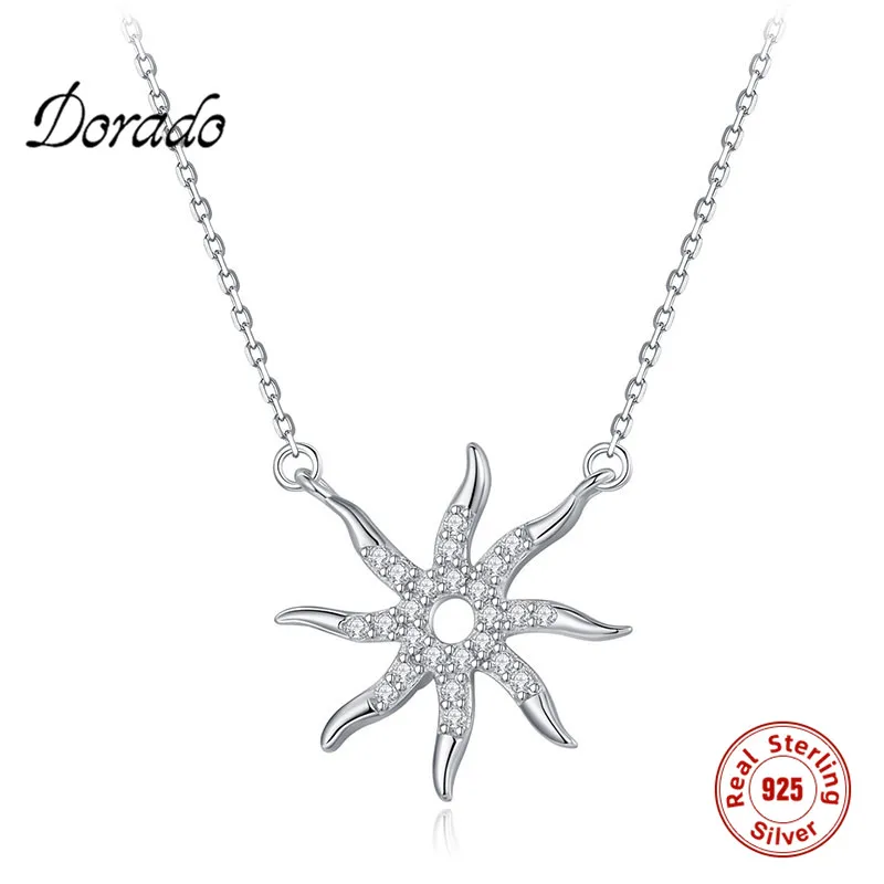 

Dorado 925 Sterling Silver Geometric Personality Pendant Necklace Women Party Fashion Hollow Out Zircon Simple Jewelry Collier