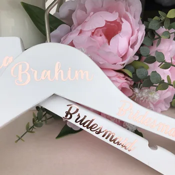 

Personalized Wedding Clothing Hanger vinyl stickers decals marriage Bridesmaid Bride Hanger custom names (hanger not included)