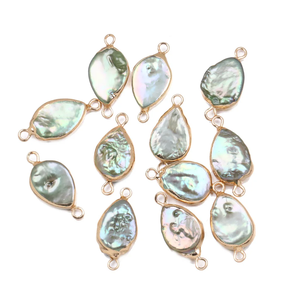 

2019 New Natural Freshwater Pearl Pendant Double Hole Connector Pendants For Jewelry Making DIY Bracelet Necklaces Accessories