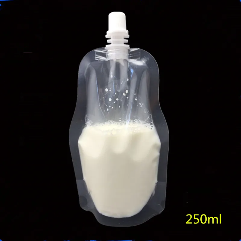 

250ml Transparent Liquid drink squeeze packet Bags, Gourd shaped Beverage packaging bag, Coffee Milk juice mocktail bag 100PCS