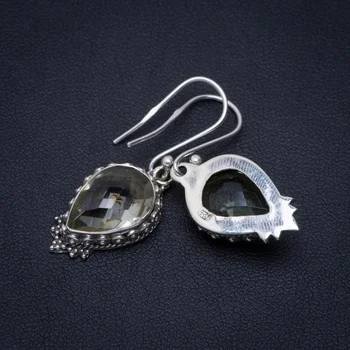 

Natural Green Amethyst Handmade Unique 925 Sterling Silver Earrings 1.5" A2732