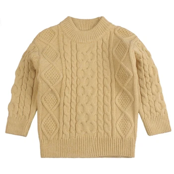 

Twist Braid Baby Sweater Toddler Boys Girls Solid Knit Cardigan O-Neck Pullover Polyester Soft Elastic Outfit Coat Warm Winter