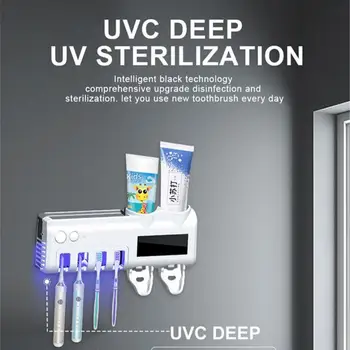 

Toothbrush Holders Disinfectant Cleaning Agent Storage Bathroom Automatic Toothpaste Dispenser Holder Intelligent Sensor Lamp