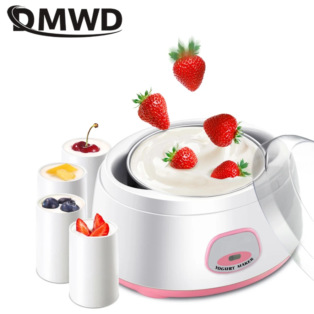 DMWD 220V/50Hz/15W 1000mL Electric Fully Automatic Yogurt Maker Machine Stainless Steel Inner Tank Mini Kithchen Appliance