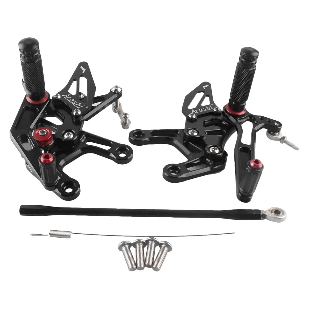 CNC Aluminum Motorcycle Adjustable Rearset Foot Pegs For Kawasaki ZX10R 2015 ZX 10R Black 1Pair
