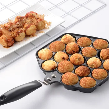 

Restaurant Non Stick Durable Anti Scalding BBQ Accessory Easy Clean Gas Stove Aluminum Alloy Takoyaki Pan Cooking Tool 18 Holes