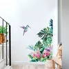 Tropical leaves flowers bird wall stickers bedroom living room decoration mural home decor decals removable stickers wallpaper ► Photo 3/6