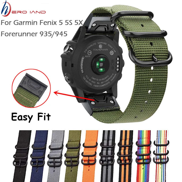 For Garmin Fenix 6s 6 6x Pro 5s 5 5x Plus Easy Fit Woven Nylon Watchband  Quick Release 20 22 26mm For Forerunner 945 Wrist Strap - Smart Accessories  - AliExpress