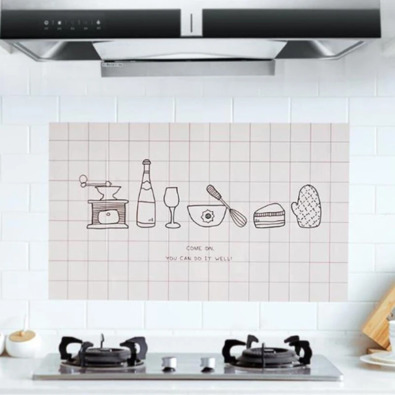 Кухня анти-масло наклейки на стену бумага водонепроницаемый фольга паста защита ванной самоклеющиеся термостойкие украшения дома