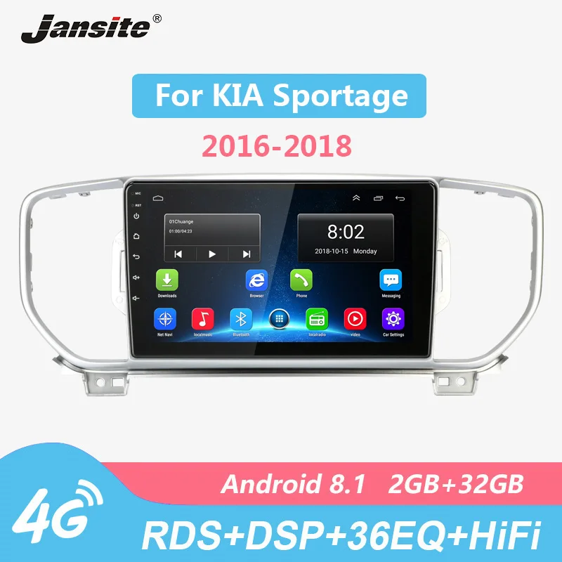 

Jansite 9" RDS Car Radio For KIA Sportage 2016-2018 Android player Touch screen 4G network multimedia video players with Frame