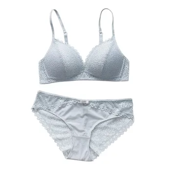 

Sexy Elegant Lace Triangle Cup Bra Sets Temperament Underwear Set Solid Women Underwear Suit Breathable Bra Sets New Arrival