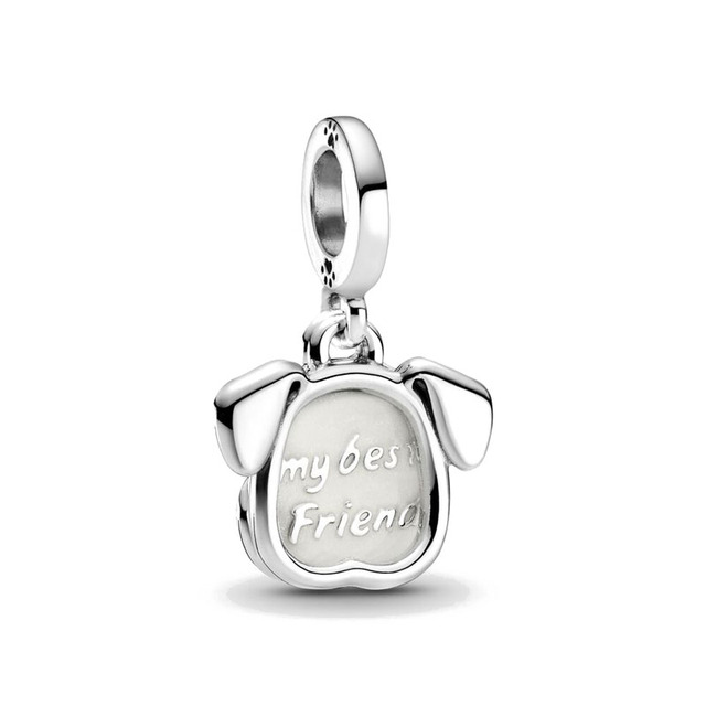 European MY Pet Dog Cat Forget-Me-Not Flower DIY Fine Beads Fit Original  Charms Silver 925 Bracelet Jewelry F040