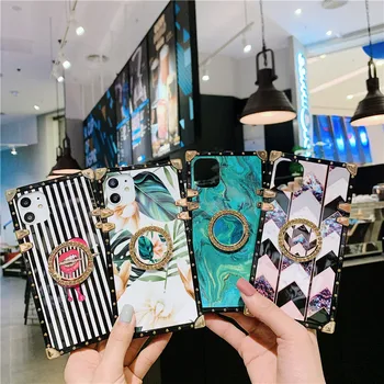 

Square Bohemian Ethnic Frame Case for samsung galaxy S20 Plus Soft Silicon phone cover for S8 S9 S10 Plus S20 ULTRA with holder