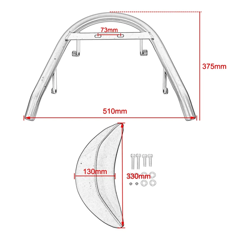 Rear Passenger Seat Bracket Support Sissy Bar Cushion Pad with Seat Grab Handlebar Rail (6)